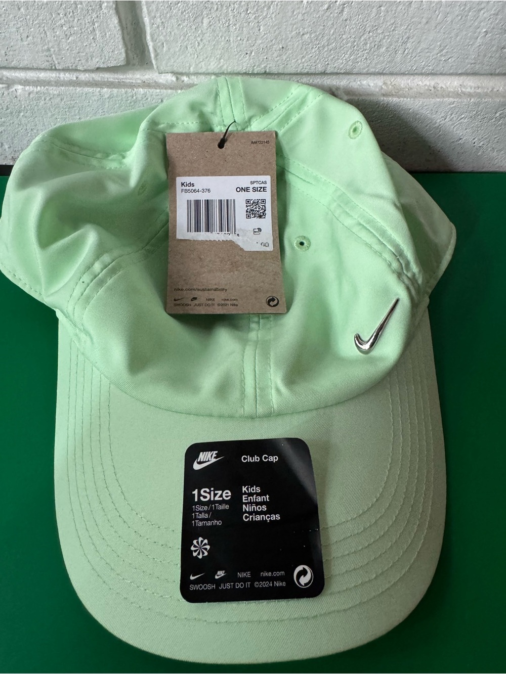 Nike Kids Mint Green Club Cap - Kids One Size